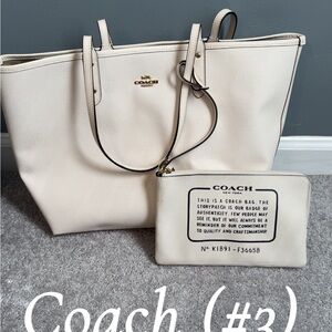 Coach Ivory Tote and Pouch Set